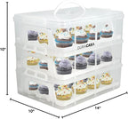 Cupcake Carrier, Cupcake Holder | Premium Upgraded Model Holds Cupcakes Steadier | Store up to 36 Cupcakes or Muffins | Stacking Cupcake Storage Container | Use 1,2, or 3 Tiers (White)