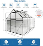 6 ft x 8 ft Aluminum Frame Greenhouse for Outdoor Use with Sloped Roof and Sliding Door for Garden Plant Protection (Black 6 * 8FT)