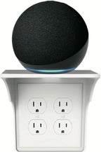 2 Pac White Double Wall Outlet Shelf-Home Wall Shelf Organizer for Outlets, Perfect for Bathroom, Kitchen, Bedrooms with Cord Management and Easy Installation