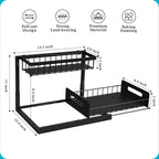 REALINN Under Sink Organizer, Pull Out Cabinet Organizer Slide Out Sink Shelf Cabinet Storage Shelves, Storages for Kitchen Bathroom, Black, 2 Pack