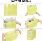 BALEINE File Organizer Box, Cardboard File Folder Organizer with Handle for Letter Size, Portable Collapsible Hanging Filing Box for Home Office Document Storage (2 Pack, Yellow)