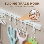Multifunctional Slide Rail Hook,Kitchen Utensil Hanging Rack Wall Mounted Hanger,Space Saving Utensil Holder with 10 Hooks ,Sliding Track Hook No Drilling Hanger for Home Office (Length 30cm/2pcs)