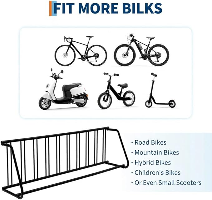 Commercial Grid Floor Bike Rack, Sigle-Side 10-Bike Rack 122" L,Grid Bikes Racks In Ground, Bicycle Floor Parking Stand, for Garages, Stores, Schools & Universities Power Coated Steel
