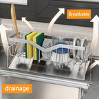 Sponge Holder for Kitchen Sink, Quick Draining, SUS 304 Stainless Steel Sponge Organizer, Basket for Cleaning and Scrub Tool, Kitchen Sink Brush Caddy Holder,Large Size and Capacity