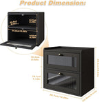 Double Layer Large Bread Box for Kitchen Counter, Wooden Corner Bread Storage Container with Acrylic Window, Black