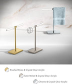 Gatco 1344C, Modern Rectangle Base Freestanding Countertop Towel Holder, Chrome/Acrylic / 10.50" W x 11.13" H T-Shape Style Countertop Hand Towel Holder for Bathroom, Kitchen Towel Rack