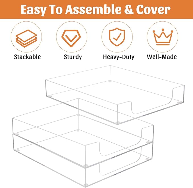 Letter-Size Tray Desk Letter Tray Paper Tray, Sturdy Heavy-Duty Plastic Printer Paper Tray, Single-Tier Stackable File Storage Organizer for Office Home (Clear)