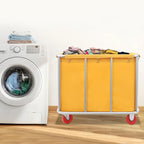 Commercial Laundry Cart with Wheels | Large Laundry Basket with Wheels | Laundry Hamper | Laundry Sorter for Clothes Storage | Ox Cloth | 260 lbs Load | 35.43x25.6x31.5in (Yellow)