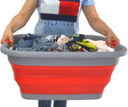 SAMMART 41L(10.8 gallon) Collapsible Plastic Laundry Basket-Foldable Pop Up Storage Container-Portable Washing Tub-Space Saving Basket,Water capacity 31L(8.2 gallon)