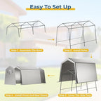 7 x 12 FT Carport, Portable Shed w/220G Heavy Duty Waterproof PE Tarp, Roll-up Zipper Door & Vent, Weather-Resistant Storage Shed for Motorcycle, Bike and Tools, Gray