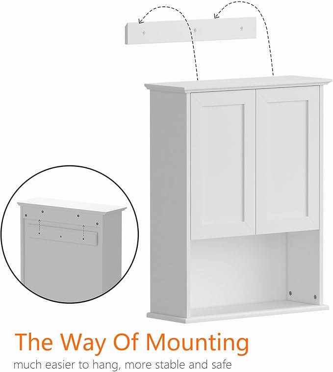 Medicine Cabinet, Over The Toilet Storage Cabinet, 24x30 Inch Bathroom Wall Storage Cabinet with 2 Door & Adjustable Shelves, Bathroom Cabinet Wall Mounted, for Laundry Room, Kitchen