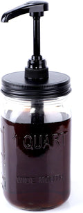 GMEPOCH 32 oz Mason Syrup Sauce Honey Dispenser Pump Bottle 1 Quart Wide Mouth Glass Coffee Syrup Condiment Ketchup Container Food Grade Airtight & Leak-Proof