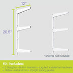 Delta Minimalistic White Shelf Brackets Cycle, Set of 6 Fully Adjustable 12-inch Heavy Duty Shelf Brackets, Holds Up to 480 lbs, Modern Shelf Bracket for Wood Shelves