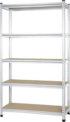 Amazon Basics 5-Tier Medium Duty Garage Shelving Unit, Sturdy Adjustable Storage Shelves, Easy to Assemble, 48" x 18" x 72", Aluminum