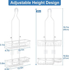 Upgraded Extended Length Shower Organizer with Hooks, Rustproof Shampoo Soap Holder, Large Hanging Bathroom Caddy