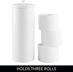 iDesign Freestanding Bathroom Toilet Paper Storage Holder with Lid for 3 Extra Rolls, 2-Pack, White