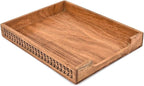 Letter Trays & Stacking Supports Acacia Wood Front Load File Organizer for Office Desk & Home Holds Files, Folders & Documents (14" X 11" X 2")