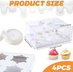 JCD 5.5inches height 4 Sets x 12 Counts Cupcake Containers Clear Plastic Cupcakes Box 12 Holders Dozen Cupcake Boxes, Disposable Cupcake Carrier Holder with Detachable Lid, BPA Free(12count/4pcs)