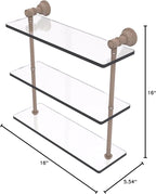 Allied Brass CL-5-16-SHB Carolina Collection 16 Inch Triple Glass Shelf, Shaded Beige