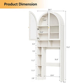 Over The Toilet Storage Cabinet, 29.7”W Modern Storage Cabinet Over Toilet with Acrylic Doors, Arched Freestanding Over Toilet Rack with Adjustable Shelf for Bathroom, White