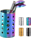 QRU Kitchen Utensil Holder for Countertop (H6.7” x W4.1”), Stainless Steel Cooking Utensil Caddy for Tools, Spatulas, Spoons, Silverware & More, Cooking Utensil Organizer, Kitchen Decor (Rainbow)
