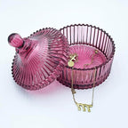 Colorful Glass Jar With Lid,Candy Cookie Dish,Jewelry Box,Christmas Burgundy Decor,Decorative Jars(Purplish Red)