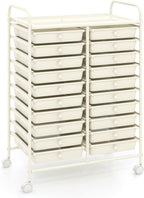 GOFLAME 20-Drawer Rolling Storage Cart, Multifunctional Art Craft Organizer, Mobile Utility Storage with Removable Drawers & Lockable Wheels, Craft Cart for Home Office, White