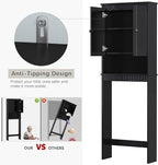 Over The Toilet Storage Cabinet, Over The Toilet Storage with Fluted Door Over The Toilet Cabinet with Adjustable Shelf Above The Toilet Storage Cabinet for Bathroom Organizer, Black
