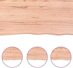 vidaXL Handmade Bathroom Countertop in Treated Solid Oak with Live Edge - Versatile Use as Vanity/Desk/Table Top - Ready-to-use Light Brown Finish, 55.1"x23.6"x(0.8"-2.4")
