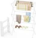 Drying Rack Clothing, 3-Tier Clothes Drying Rack Foldable, Antirust Laundry Drying Rack Collapsible Use for Indoor & Outdoor, 11.8" D x 34.6" W x 35.4" H, White