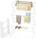 Drying Rack Clothing, 3-Tier Clothes Drying Rack Foldable, Antirust Laundry Drying Rack Collapsible Use for Indoor & Outdoor, 11.8" D x 34.6" W x 35.4" H, White