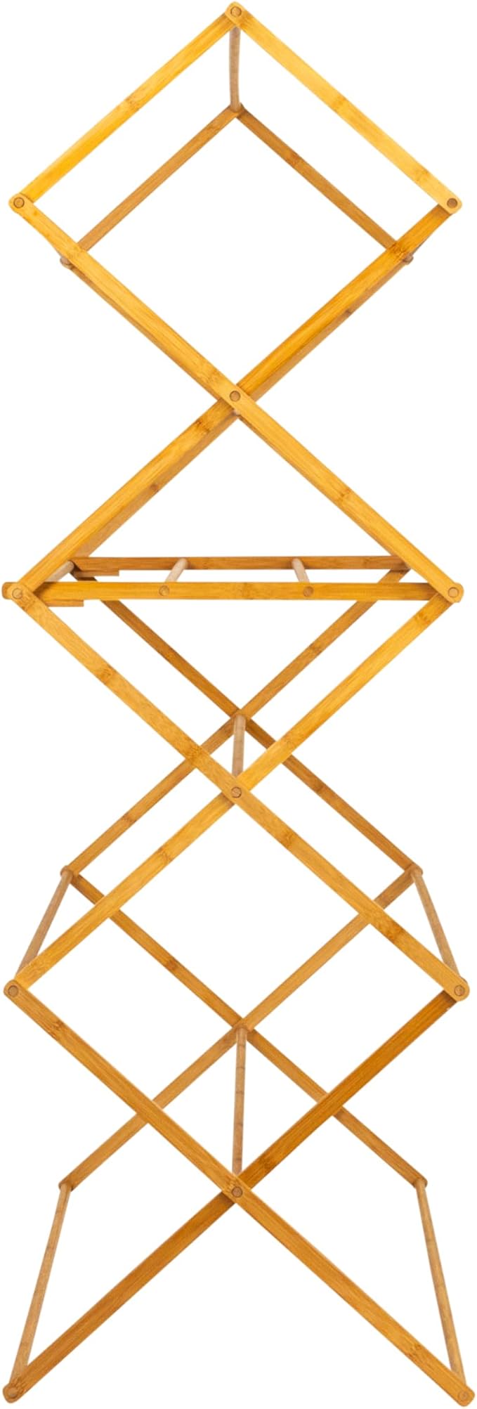 Household Essentials Bamboo Oversized Clothes Drying Folding Rack, Upscale Laundry Rack with 11 Dowels, Environmentally Friendly, Stable Frame, Shelf for Drying Flat, Natural