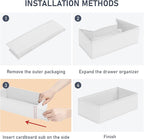 DIMJ Drawer Organizer Clothes - Underwear Organizer Small Sock Organizer Box Dresser Organizer,Drawer Dividers for Baby Clothes,Bra,Socks, Belt, Tie, Set of 9,White