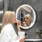26inch Round Medicine Cabinet with Lights,Led Medicine Cabinet with Defogger,Illuminated Mirror Cabinet for Bathroom,Dimmable,Anti-Fog,3000k-6500K Color Temperature