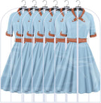 Clear Garment Bags (24'' x 48'' Set of 6) Clothes Covers for Closet Storage Closet Cover for Open Closet Hanging Clothes Travel Bag Clothes Bags with Zipper Gown Garment Bag for Long Dresses