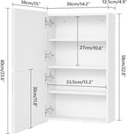 Medicine Cabinet with Mirror, Bathroom Cabinet Wall Mounted with 2 Mirrored Doors, Wooden Hanging Storage Cabinet with Adjustable Shelves, for Bathroom Vanity, Entryway, Living Room, White