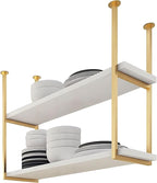 Ceiling Mounted Storage Racks, 2 Layer Floating Pan Pot Shelves Flower Stand Wine Glass Holder for Kitchen/Bars/Living Room/Restaurants/Balcony, Industrial Hanging Display Rack (Size : 140x30x80cm)