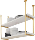 Ceiling Mounted Storage Racks, 2 Layer Floating Pan Pot Shelves Flower Stand Wine Glass Holder for Kitchen/Bars/Living Room/Restaurants/Balcony, Industrial Hanging Display Rack (Size : 130x30x80cm)