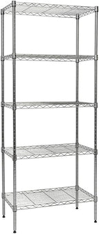 Chrome 5-Shelf Wire Shelving 24"x14"x60" (Chrome)