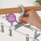 2 Pack Clothes Drying Rack, Laundry Drying Rack with 12 Clips, 360° Rotatable Hook Windproof Sock Hanger, Small Foldable Portable Hangers for Drying Bras Underwear Baby Clothes Gloves