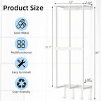 Camping Chair Wall Storage for Garage, Metal Camping Chair Storage Rack Wall Holder, Floating Shelf, 4 Hooks, Stainless Steel, Beach Chair Rack, Umbrella Holder, Garage Chair Organizer, White