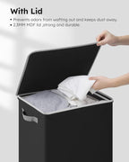 SOLEDI Laundry Hamper Black with Lid and Removable Bag - 100L Large and Tall Laundry Basket Collapsible with Handle for Clothing and Toys Storage - Dirty Clothes Hamper for Bedroom, bathroom, dorm