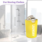 125L Large Laundry Basket with Handles, Foldable Clothes Hampers Stand Up Well, Portable Dirty Clothes Hamper, Rugged Laundry Basket for Flat, Dorm, Travel, Yellow