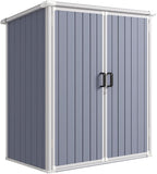 Aoxun 5 x 3 FT Outdoor Storage Shed, Resin Shed with Floor & Lockable Doors, Small Garden Shed Waterproof Plastic Tool Shed with Sloped Roof for Backyard, Garden, Patio, Lawn, Grey