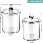 SheeChung 2 Pack(10oz&12oz) Clear Acrylic Qtip Holder Dispenser - Shatterproof Plastic Apothecary Jars for Bathroom Organization - Vanity Storage Canisters for Cotton Swabs,Balls,Pads,Q-Tips