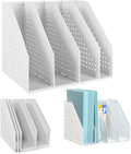 SAYEEC Desktop Collapsible File Magazine Folder Holder 4 Compartment Plastic Hollow Documents Foldable Organizer Files Cabinet Shelf Frames Dividers Rack Display and Storage