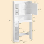 Gizoon 66''H Over The Toilet Storage Cabinet, Over Toilet Storage Cabinet White, Over Toilet Bathroom Organizer, with 2 Doors, Adjustable Shelf, for Bathroom, Laundry, White