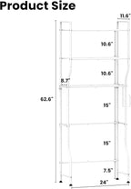 Over The Toilet Storage, 3-Tier Heavy Duty Metal Bathroom Organizer and Storage Rack, Space-Saving Above Toilet Cabinet Shelf with Paper Holder & 4 Hooks, White