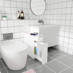 White Slim Bathroom Cabinet Toilet Paper Storage, 18.89”D X 22.83”H X 6.69”W Free Standing Under Sink And Slide Out Drawer Organizer - Narrow Cabinets Shelves For Pantry, Kitchen