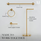 MARMOLUX ACC Free Standing Toilet Paper Holder Stand with Storage for 4 Rolls of Toilet Tissue for Bathroom, Stainless Steel Luxury Brushed Gold, 1pc - Bathroom Sets - Toilet Paper Storage